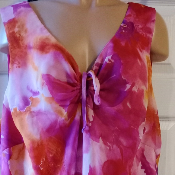 Venezia Pink Floral Maxi Dress – Size 26/28 – Sleeveless Tie-Front - Picture 4 of 10